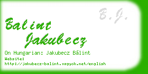 balint jakubecz business card